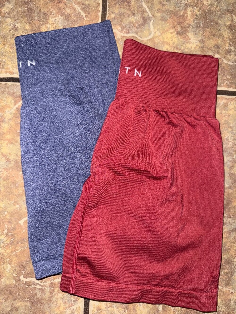 Lot of 2 NVGTN Women’s Contour Seamless Shorts Blue/Red Gym Athletic Size XS